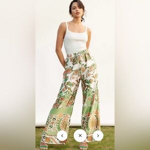 Micas Floral Print Drawstring Slit Wide Leg Pants size xl NWT